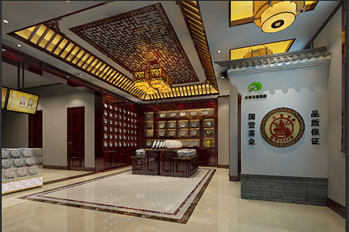 舒兰古朴典雅的中式茶叶店大堂设计效果图